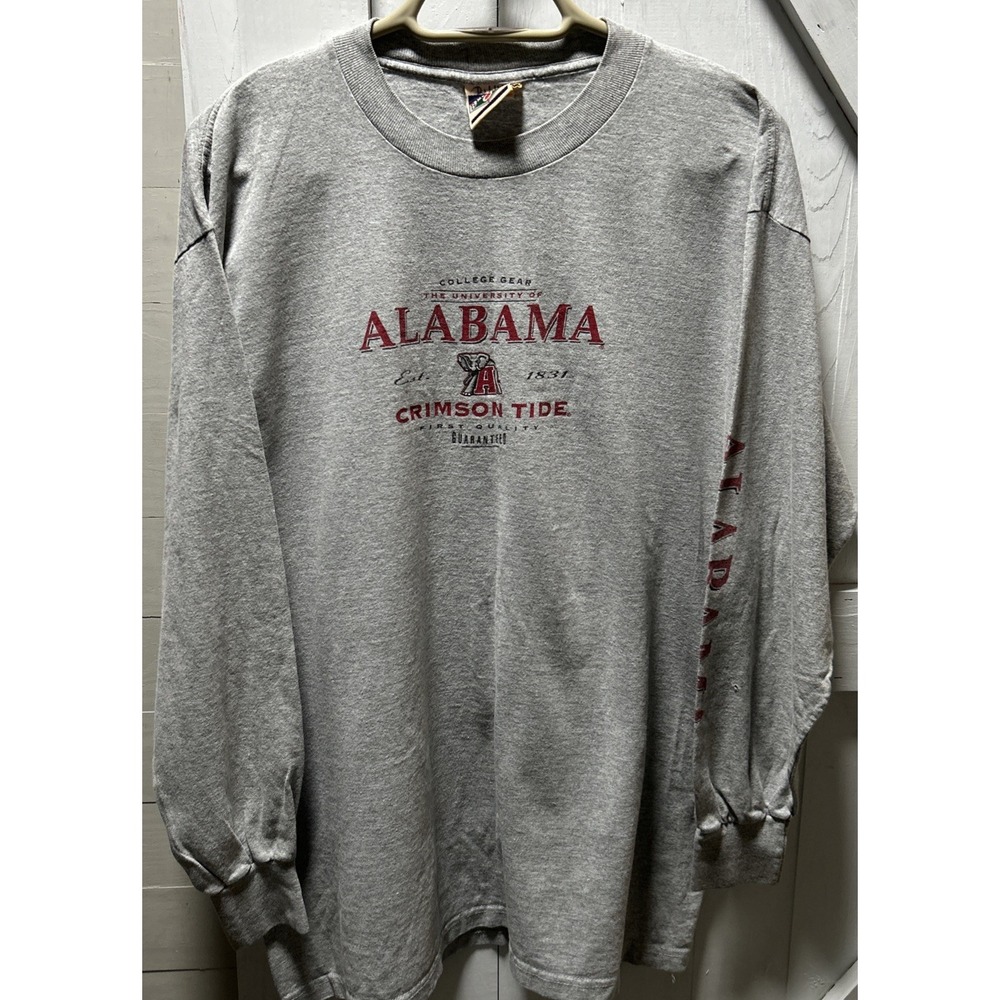 Vintage Red Oak Brand Alabama Crimson Tide Long Sleeve Large  Gray USA Sm. Holes